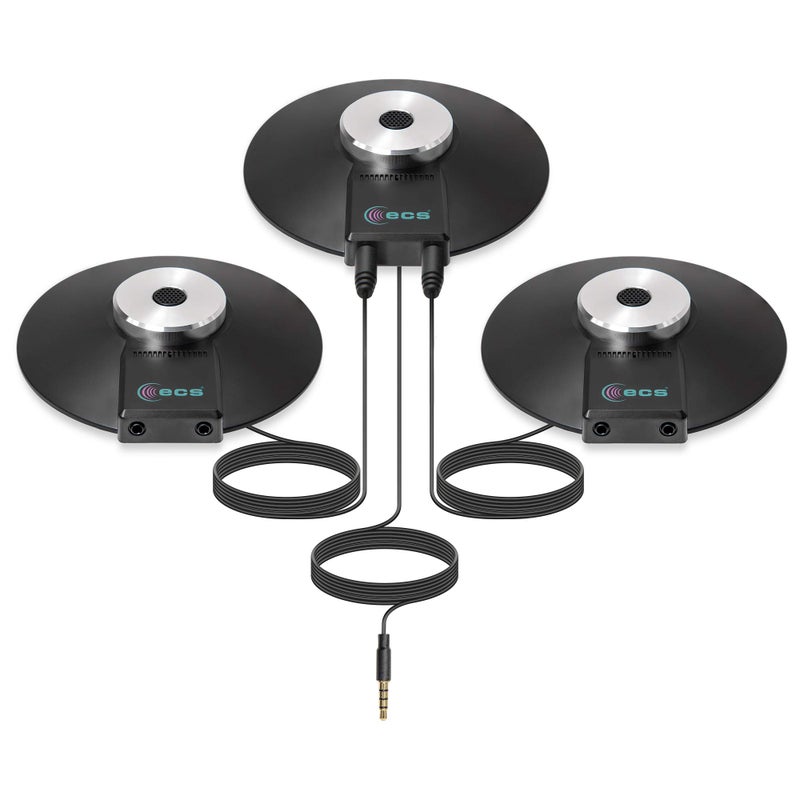 ECS WordForum 3.5mm TRRS 4 Pole & (2) 3.5mm TRS Stereo 360 Conference Mics - Omnidirectional Recording for Meetings - Compatible with iPhone, Android, Surface & More - Image 1